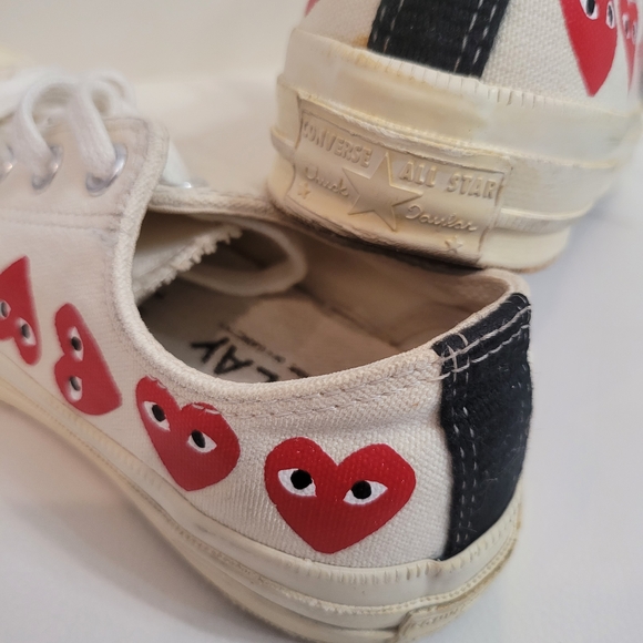 CDG Converse Multi Heart Low White Size 36.5 Chuck Taylor 70 CDG Play 162975C - Picture 13 of 15